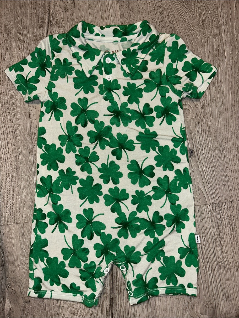 Little Sleepies Green Clover Print Bodysuit
